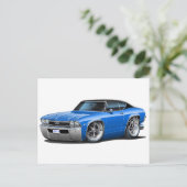 1968 Chevelle Blue-Black Top Postkarte (Stehend Vorderseite)