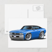 1968 Chevelle Blue-Black Top Postkarte (Vorne/Hinten)
