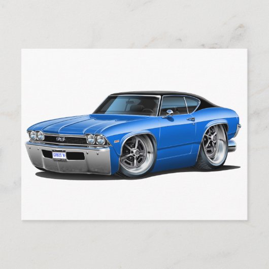 1968 Chevelle Blue-Black Top Postkarte (Vorderseite)