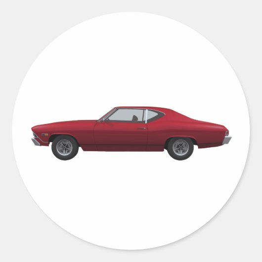 1968 Chevelle SS: Candy Apple Finish Runder Aufkleber (Vorderseite)