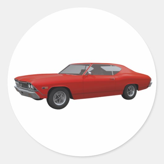 1968 Chevelle SS: Red Finish Runder Aufkleber (Vorderseite)