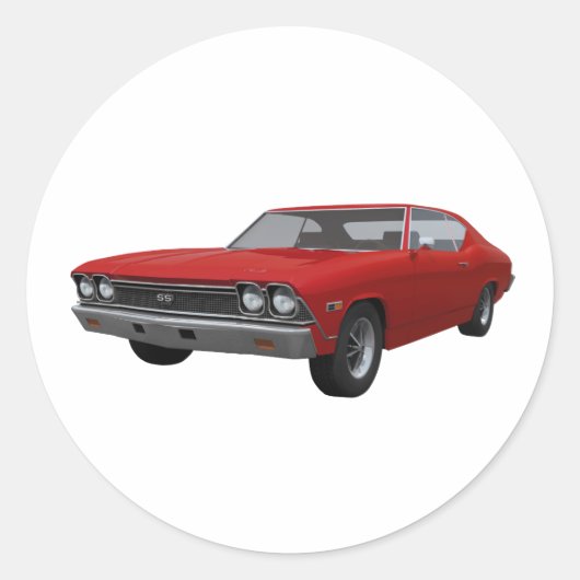 1968 Chevelle SS: Red Finish Runder Aufkleber (Vorderseite)
