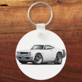 1968 Coronet RT White-Black Car Schlüsselanhänger (Vorderseite)