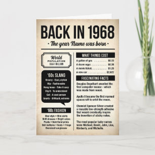 1968 Damals, Lustige Fakten Geburtstagskarte Karte