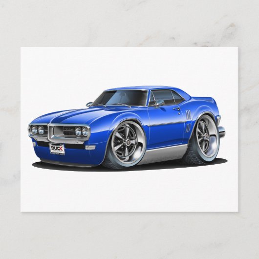 1968 Firebird Blue Car Postkarte (Vorderseite)