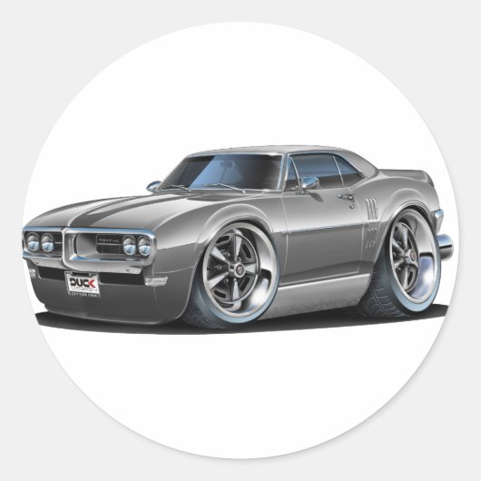1968 Firebird Gray Car Runder Aufkleber (Vorderseite)