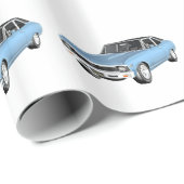 1968 hellblaue Muskel-Autos Geschenkpapier (Rolleneckpunkt)
