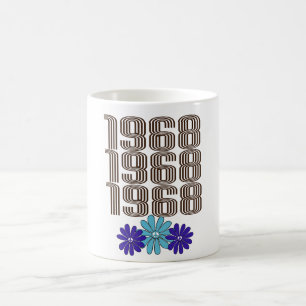 1968 Hippie Blume Power Peace Sign Aqua Lila Kaffeetasse