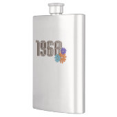 1968 Hippie Peace Sign Blume Orange Aqua Lila Flachmann (Links)