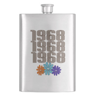 1968 Hippie Peace Sign Blume Orange Aqua Lila Flachmann