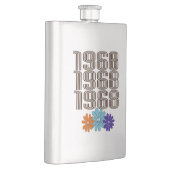 1968 Hippie Peace Sign Blume Orange Aqua Lila Flachmann (Rechts)