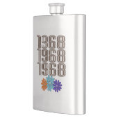 1968 Hippie Peace Sign Blume Orange Aqua Lila Flachmann (Links)