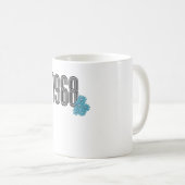 1968 Hippie Peace Sign Blume Power Aqua Kaffeetasse (VorderseiteRechts)
