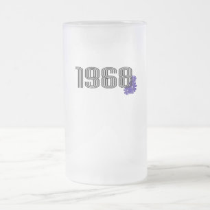 1968 Hippie Peace Sign Blume Power Lila Mattglas Bierglas