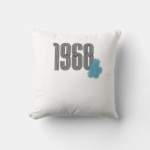 1968 Hippie Peace Sign Flowerpower Aqua Kissen