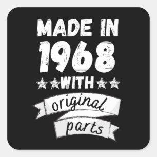 1968 mit Originalteilen hergestellt, Quadratischer Aufkleber