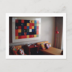 1968 Mod Hotel Bedroom Postkarte