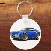 1968 Olds 442 Blue Car Schlüsselanhänger (Vorderseite)