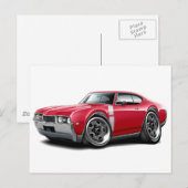 1968 Olds 442 Red-White Car Postkarte (Vorne/Hinten)