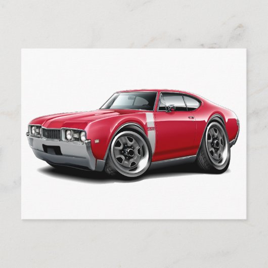 1968 Olds 442 Red-White Car Postkarte (Vorderseite)