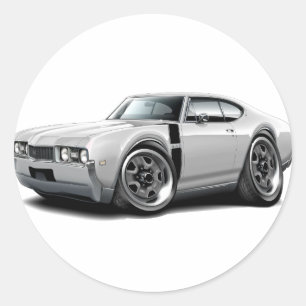 1968 Olds 442 White-Black Car Runder Aufkleber