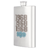 1968 Peace Sign Aqua Hippie Blume Power Flachmann (Links)