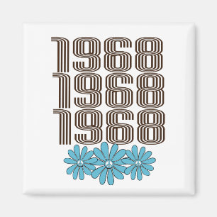 1968 Peace Sign Aqua Hippie Blume Power Magnet
