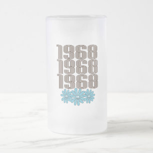 1968 Peace Sign Aqua Hippie Blume Power Mattglas Bierglas