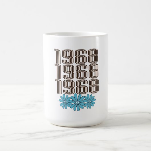 1968 Peace Sign Aqua Hippie Blume Power Verwandlungstasse (Zentrum)