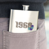 1968 Peace Sign Hippie Blume Power Aqua Lila Flachmann (Beispiel)