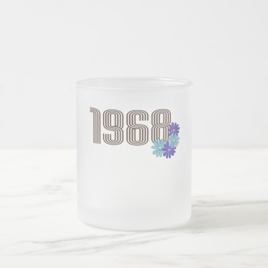 1968 Peace Sign Hippie Blume Power Aqua Lila Mattglastasse (Mittel)