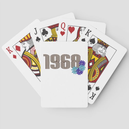 1968 Peace Sign Hippie Blume Power Aqua Lila Spielkarten (Rückseite)