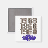 1968 Peace Sign Hippie Blume Power Lila Magnet (Vorderseite/Rückseite)