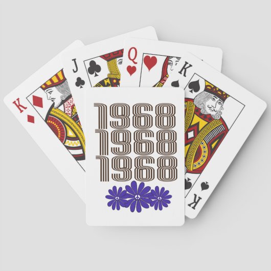 1968 Peace Sign Hippie Blume Power Lila Spielkarten (Rückseite)