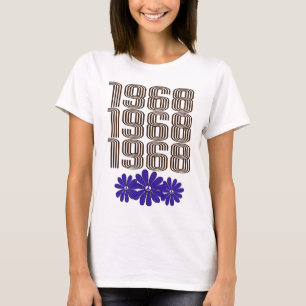 1968 Peace Sign Hippie Blume Power Lila T-Shirt