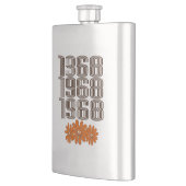 1968 Peace Sign Orange Hippy Blume Power Flachmann (Links)