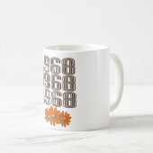 1968 Peace Sign Orange Hippy Blume Power Kaffeetasse (VorderseiteRechts)
