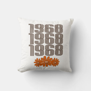 1968 Peace Sign Orange Hippy Blume Power Kissen