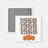 1968 Peace Sign Orange Hippy Blume Power Magnet (Vorderseite/Rückseite)