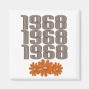 1968 Peace Sign Orange Hippy Blume Power Magnet