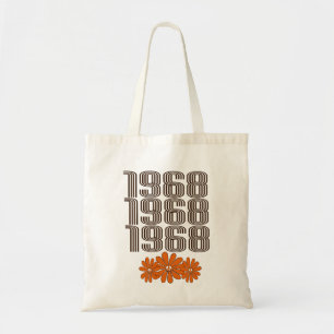 1968 Peace Sign Orange Hippy Blume Power Tragetasche