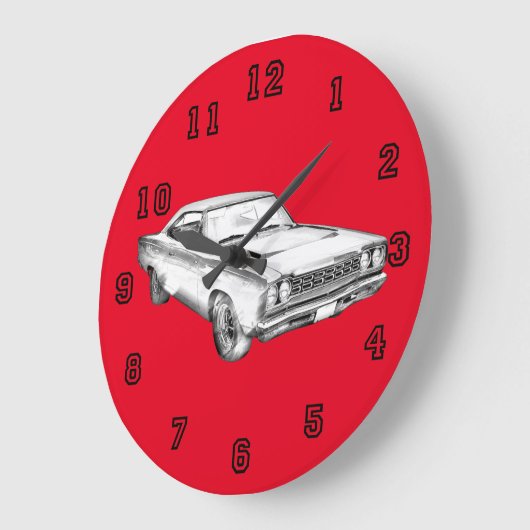 1968 Plymouth Roadrunner Große Wanduhr (Winkel)