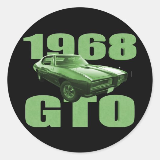 1968 Pontiac GTO Muscle Car Green Runder Aufkleber (Vorderseite)