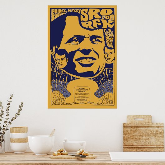 1968 "Stehend Room Only" RFK Psychedelic Poster (Küche)