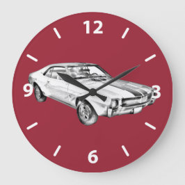 1969 AMC Javlin Muscle Car Illustration Große Wanduhr