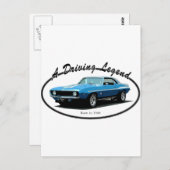 1969 Camaro blau Postkarte (Vorne/Hinten)