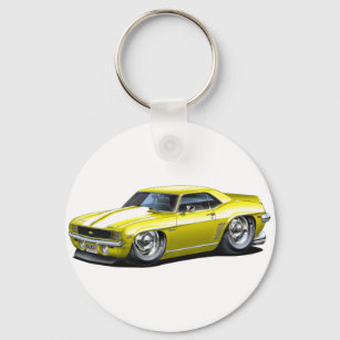 1969 Camaro Gelb-Weiß-Auto Schlüsselanhänger