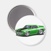 1969 Camaro Green-Black Car Magnet (Vorderseite/Rückseite)