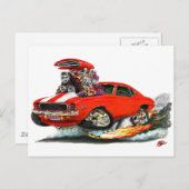 1969 Camaro RS Red-White Car Postkarte (Vorne/Hinten)