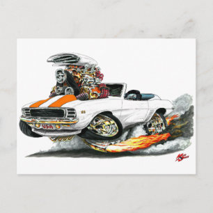 1969 Camaro RS SS White-Orange Cabrio Postkarte